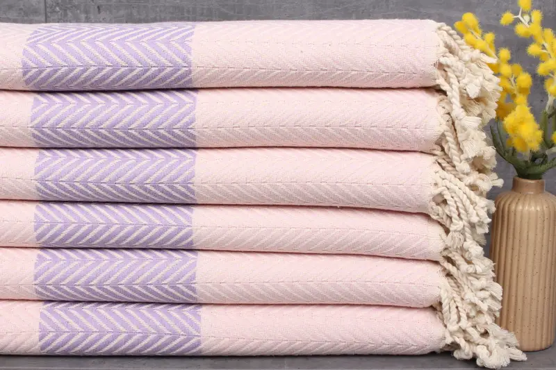 Organic Pink-Lilac Chevron Beach Towel, 40x71 Inches