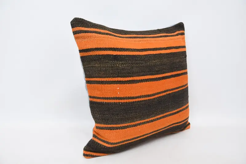 20x20 Orange Cushion Case, Home Decor Pillow, Cushion Case, Bed Pillow Case, Vintage Kilim Throw Pillow, Kilim Pillow Cover - 3