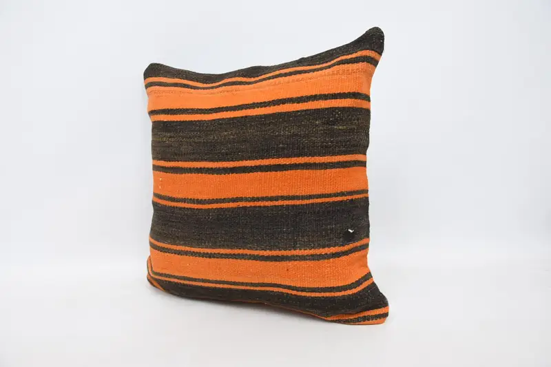 20x20 Orange Cushion Case, Home Decor Pillow, Cushion Case, Bed Pillow Case, Vintage Kilim Throw Pillow, Kilim Pillow Cover - 4