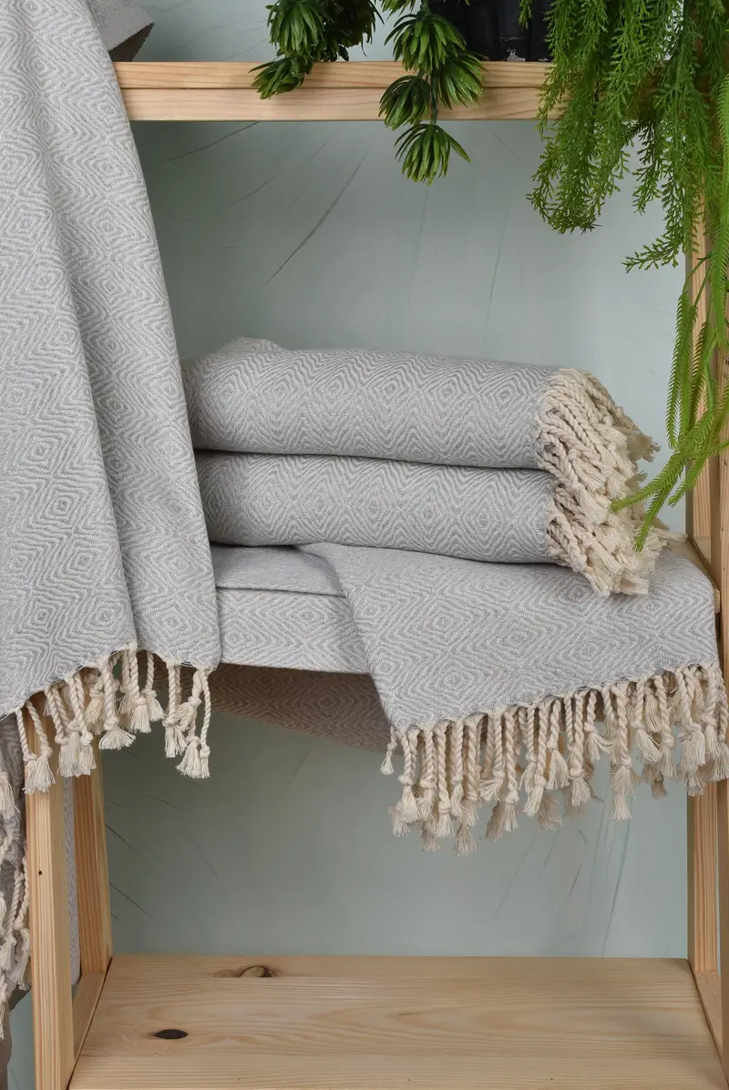 Organic towel, Gift For Wedding Day, Gift For The Home Decor, Best Friend Gift, Bridesmaid Gift, 70x40 Cotton Zigzag Diamond Towel, Family Gift - 6