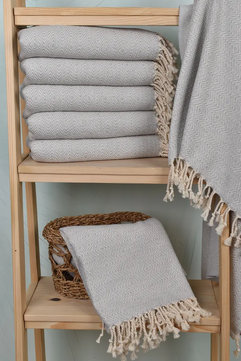 Organic towel, Gift For Wedding Day, Gift For The Home Decor, Best Friend Gift, Bridesmaid Gift, 70x40 Cotton Zigzag Diamond Towel, Family Gift - 3