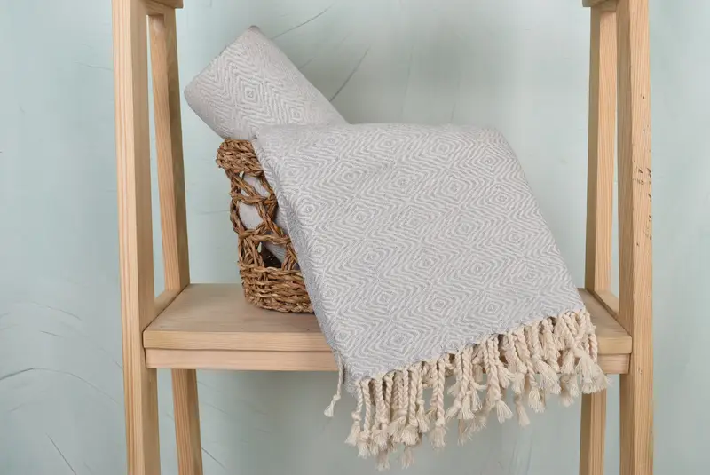 Organic towel, Gift For Wedding Day, Gift For The Home Decor, Best Friend Gift, Bridesmaid Gift, 70x40 Cotton Zigzag Diamond Towel, Family Gift - 4