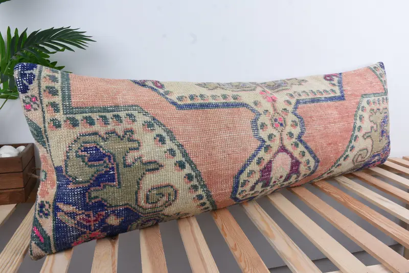 Accent Pillow, Vintage Pillow, Kilim Pillow Cover, Pillow Cover, Boho Pillow, Wool Kilim Pillow Cushion Cover, 16x48 Red Cushion Case - 4