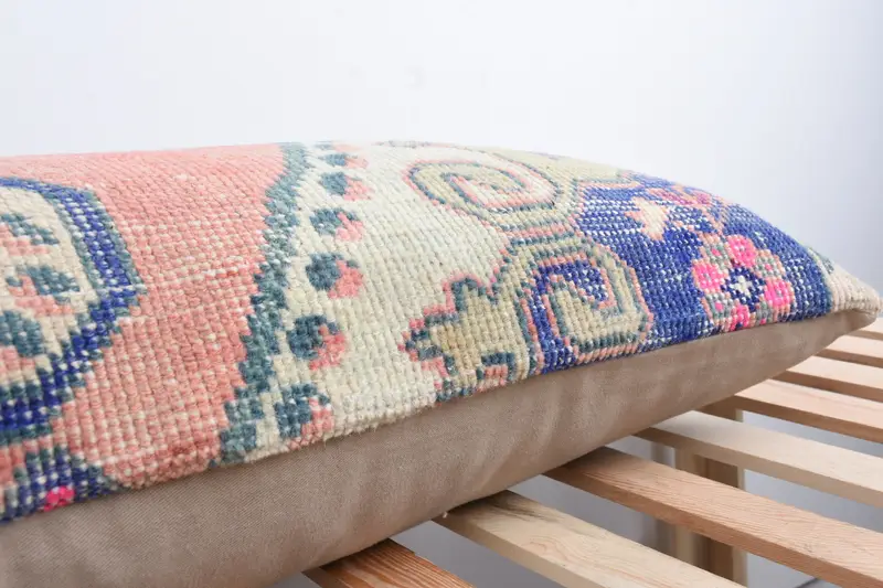 Accent Pillow, Vintage Pillow, Kilim Pillow Cover, Pillow Cover, Boho Pillow, Wool Kilim Pillow Cushion Cover, 16x48 Red Cushion Case - 7
