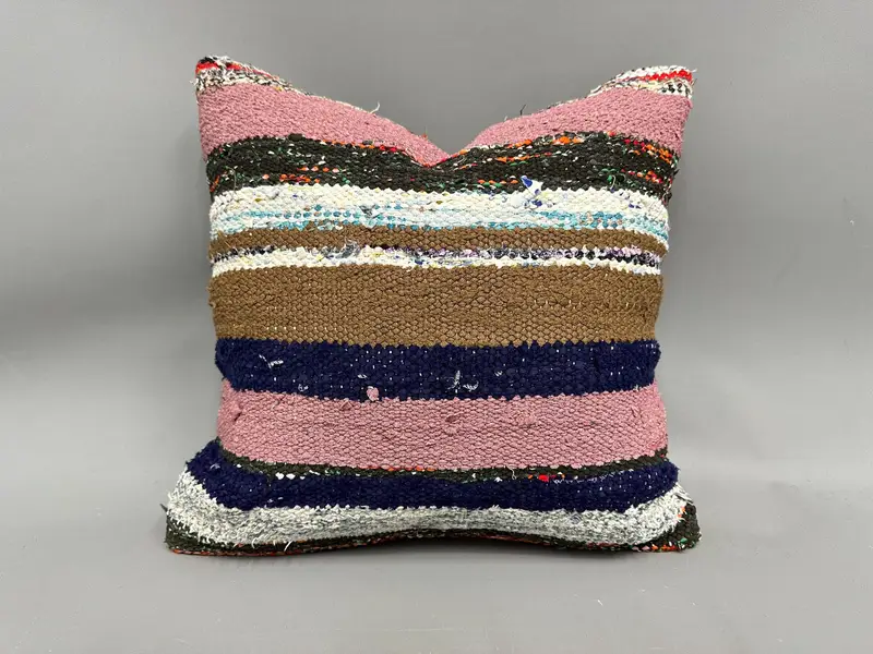 18x18 Pink Cushion, Vintage Kilim Pillow, Pillow Cover, Vintage Kilim Pillow Cushion, Gift Pillow, Vintage Pillow, Comfy Throw Cushion Cover - 1