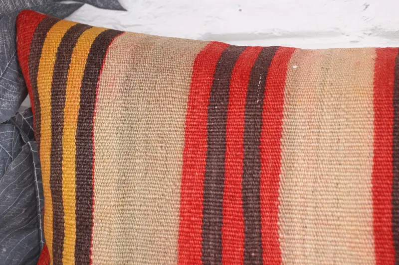 Throw Kilim Pillow, Pillow Case, 12x36 Beige Pillow Cover, Neutral Throw Cushion, Boho Pillow Sham Cover, Bed Cushion, Vintage Kilim Pillow - 2