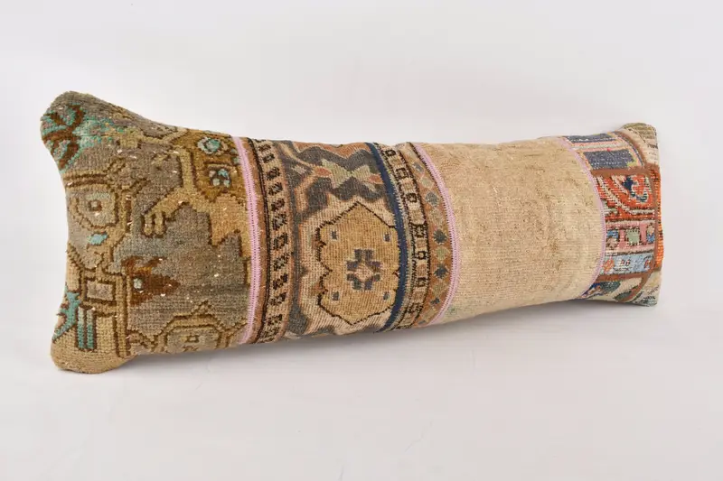 Pillow for Sofa, Oriental Pillow Sham, Cushion Case, 12x36 Brown Pillow, Natural Pillow Case, Handmade Kilim Cushion, Pillow for Couch - 2