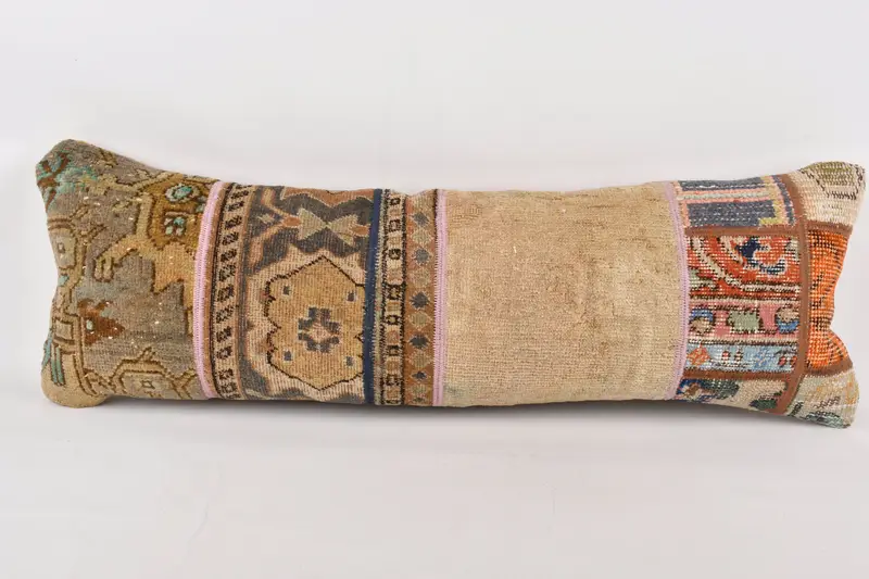 Pillow for Sofa, Oriental Pillow Sham, Cushion Case, 12x36 Brown Pillow, Natural Pillow Case, Handmade Kilim Cushion, Pillow for Couch - 1