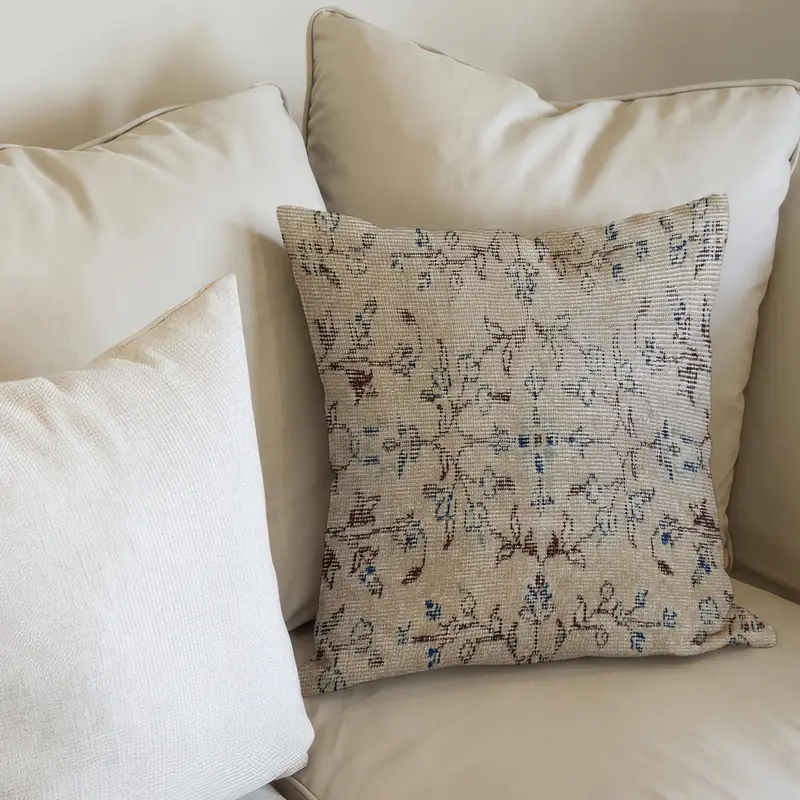 Bedrucktes Kissen mit braunem Muster: Bio-Baumwolle, Heimdekor-Akzent