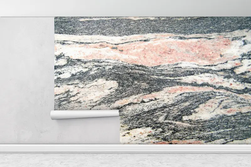 Gray And Pink Marble Wallpaper, Wall Paper, Wall Paper Peel And Stick, Pink Wall Print, Do It Yourself, Modern Mural, Alcohol Ink Wall Decor - 1