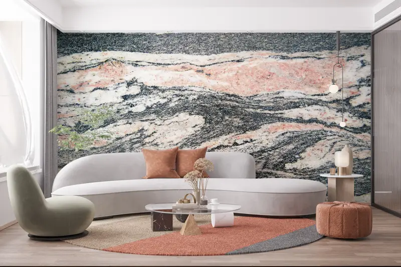 Gray And Pink Marble Wallpaper, Wall Paper, Wall Paper Peel And Stick, Pink Wall Print, Do It Yourself, Modern Mural, Alcohol Ink Wall Decor - 3