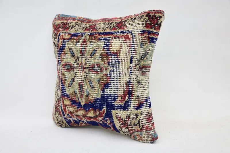 Turkish Pillow, Decorative Cushion, Boho Pillow, Cushion Cover, 12x12 Red Pillow, Turkish Rugs Pillow Case, Vintage Kilim Pillow - 3