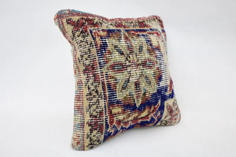 Turkish Pillow, Decorative Cushion, Boho Pillow, Cushion Cover, 12x12 Red Pillow, Turkish Rugs Pillow Case, Vintage Kilim Pillow - 2