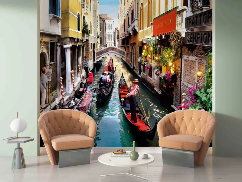 Venice Boat Wall Mural, Venice Landscape Paper Craft, Italy City and Venive Boat Landscape Paper Art, View Wall Decor, Do It Yourself, - 6