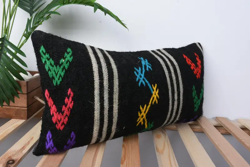 Bolster Throw Cushion Cover, Pillow, 12x24 Brown Pillow Sham, Boho Pillow, Handmade Kilim Cushion, Kilim Pillow Cover, Retro Cushion Cover - 5
