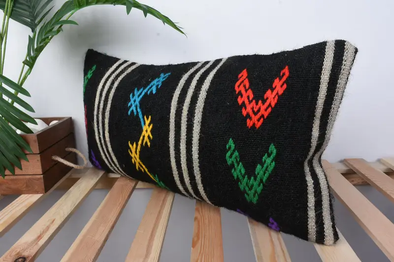 Bolster Throw Cushion Cover, Pillow, 12x24 Brown Pillow Sham, Boho Pillow, Handmade Kilim Cushion, Kilim Pillow Cover, Retro Cushion Cover - 4