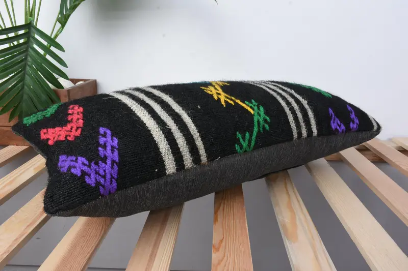 Bolster Throw Cushion Cover, Pillow, 12x24 Brown Pillow Sham, Boho Pillow, Handmade Kilim Cushion, Kilim Pillow Cover, Retro Cushion Cover - 6
