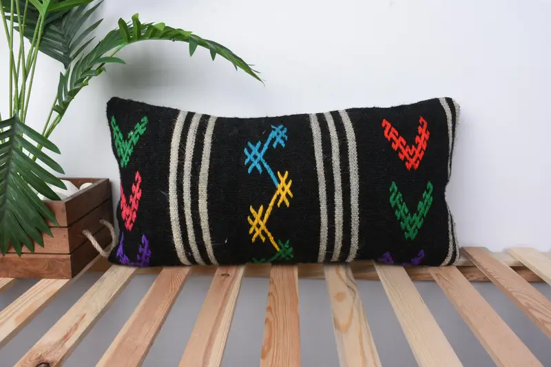 Bolster Throw Cushion Cover, Pillow, 12x24 Brown Pillow Sham, Boho Pillow, Handmade Kilim Cushion, Kilim Pillow Cover, Retro Cushion Cover - 1