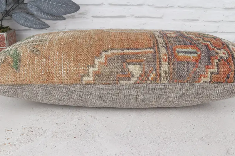 Vintage Kilim Throw Pillow, Pillow Case, 12x24 Brown Cushion Case, Shabby Chic Cushion Case, Kilim Pillow Cover, Gift Pillow - 6