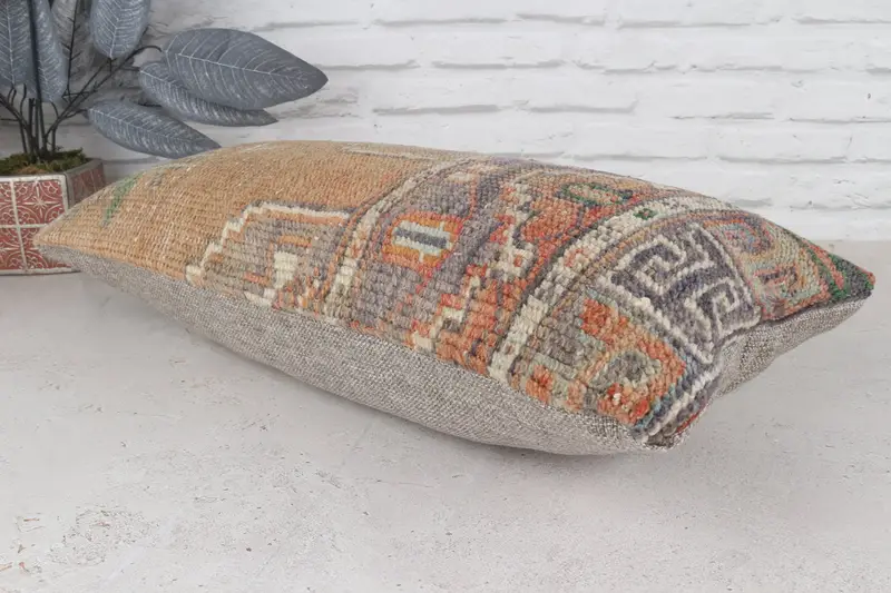 Vintage Kilim Throw Pillow, Pillow Case, 12x24 Brown Cushion Case, Shabby Chic Cushion Case, Kilim Pillow Cover, Gift Pillow - 7