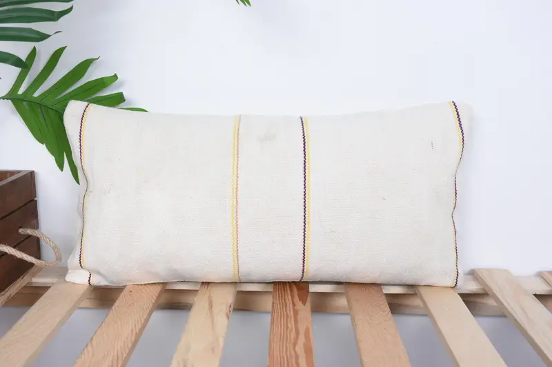 Boho Pillow Sham Cover, Ethnical Kilim Rug Pillow, Outdoor Patio Pillow, Cushion, 10x20 White Pillow Case, Home Decor Pillow - 1