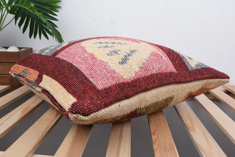 Muted Pillow Cover, Bright Pillow Sham, Cushion Case, Ethnical Kilim Rug Pillow, 20x20 Blue Cushion, Turkish Pillow, Vintage Kilim Throw Pillow - 6
