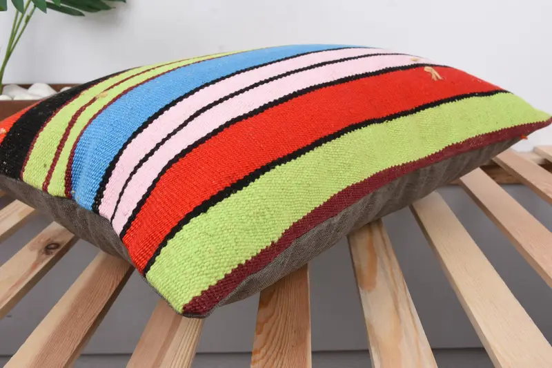 Kilim Cushion Sham, Kilim Pillow, Ethnical Kilim Rug Pillow, 16x24 Blue Cushion Case, Cushion Cover, Wool Kilim Pillow Pillow Case - 6