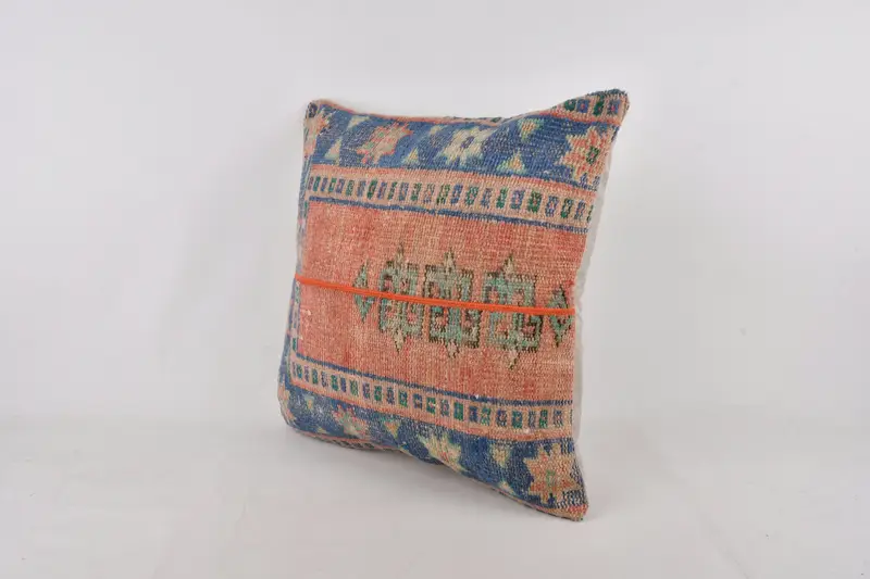 Farmhouse Cushion Case, Patio Pillow, 24x24 Blue Cushion, Interior Designer Pillow, Turkish Pillow, Throw Kilim Pillow, Cushion - 3