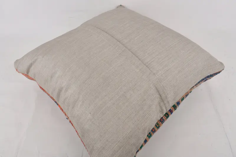 Farmhouse Cushion Case, Patio Pillow, 24x24 Blue Cushion, Interior Designer Pillow, Turkish Pillow, Throw Kilim Pillow, Cushion - 7
