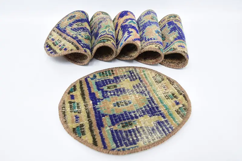 Mantel individual bohemio beige y bronce, decoración de mesa de algodón y lana