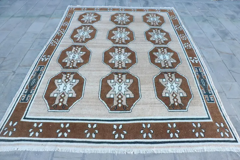 Zarif Bej Halı, 8,9x12,6 ft Soyut Tasarım