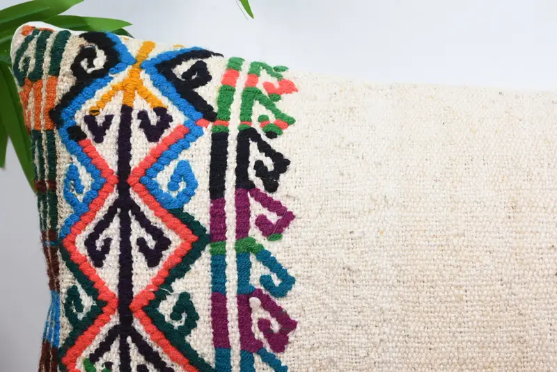 12x24 White Pillow, Kilim Pillow, Handwoven Pillow Case, Vintage Pillow, Turkish Kilim Pillow, Ottoman Cushion Case, Pillow Cover - 2