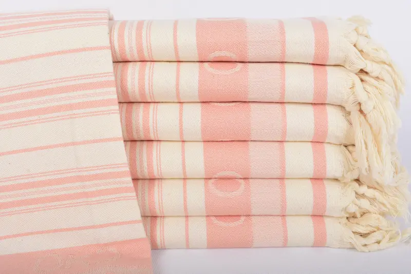 Personalized Turkish Towel, Custom Beach Towel, Light Powder Pink Striped, 70x40 Inches