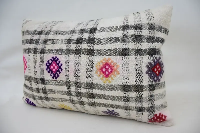 Throw Kilim Pillow, Boho Pillow Sham Cover, Kilim Cushion Sham, Natural Pillow Cover, 16x24 White Cushion Cover, Cushion, Designer Throw Pillow - 3