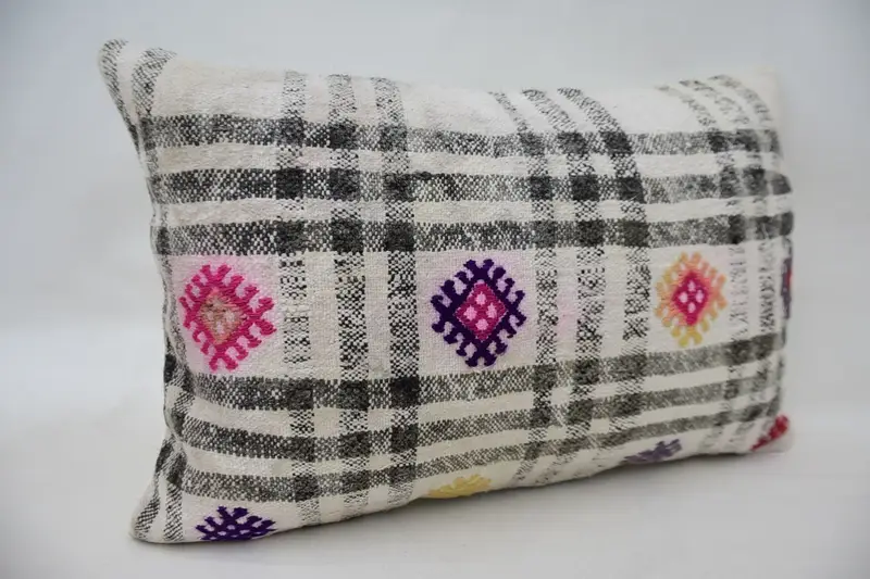 Throw Kilim Pillow, Boho Pillow Sham Cover, Kilim Cushion Sham, Natural Pillow Cover, 16x24 White Cushion Cover, Cushion, Designer Throw Pillow - 2
