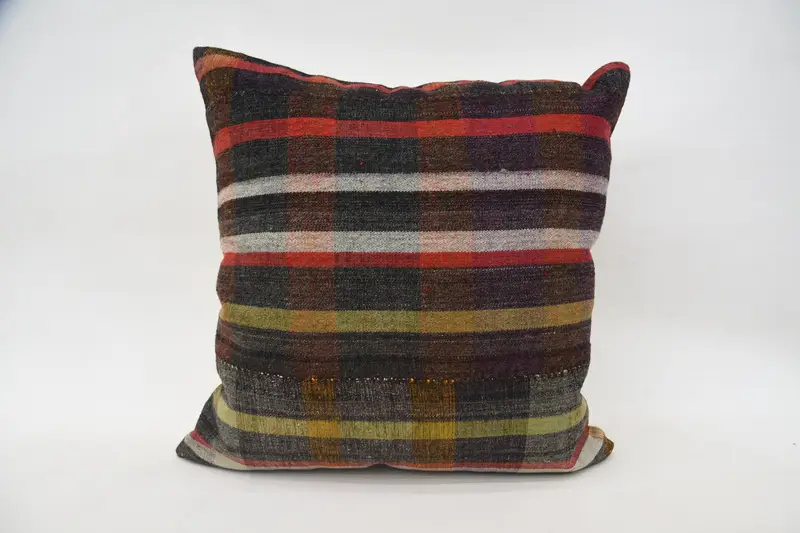 Pillow Sham, Cotton Pillow, Natural Pillow, Kilim Pillow, Muted Pillow Case, Kilim Cushion Sham, 24x24 Red Pillow Case, Boho Pillow - 1