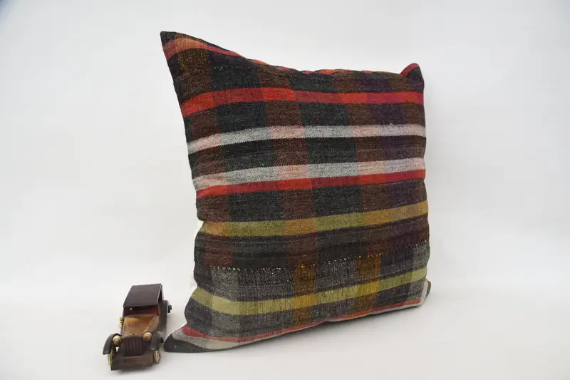 Pillow Sham, Cotton Pillow, Natural Pillow, Kilim Pillow, Muted Pillow Case, Kilim Cushion Sham, 24x24 Red Pillow Case, Boho Pillow - 2