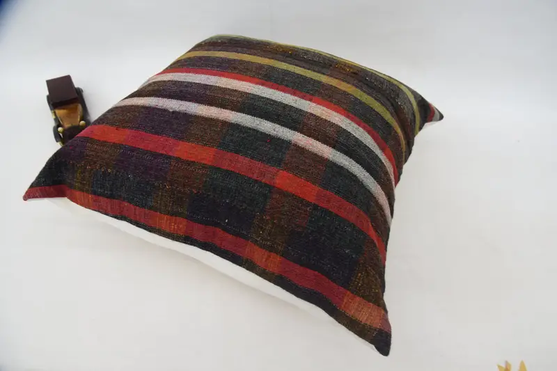 Pillow Sham, Cotton Pillow, Natural Pillow, Kilim Pillow, Muted Pillow Case, Kilim Cushion Sham, 24x24 Red Pillow Case, Boho Pillow - 5