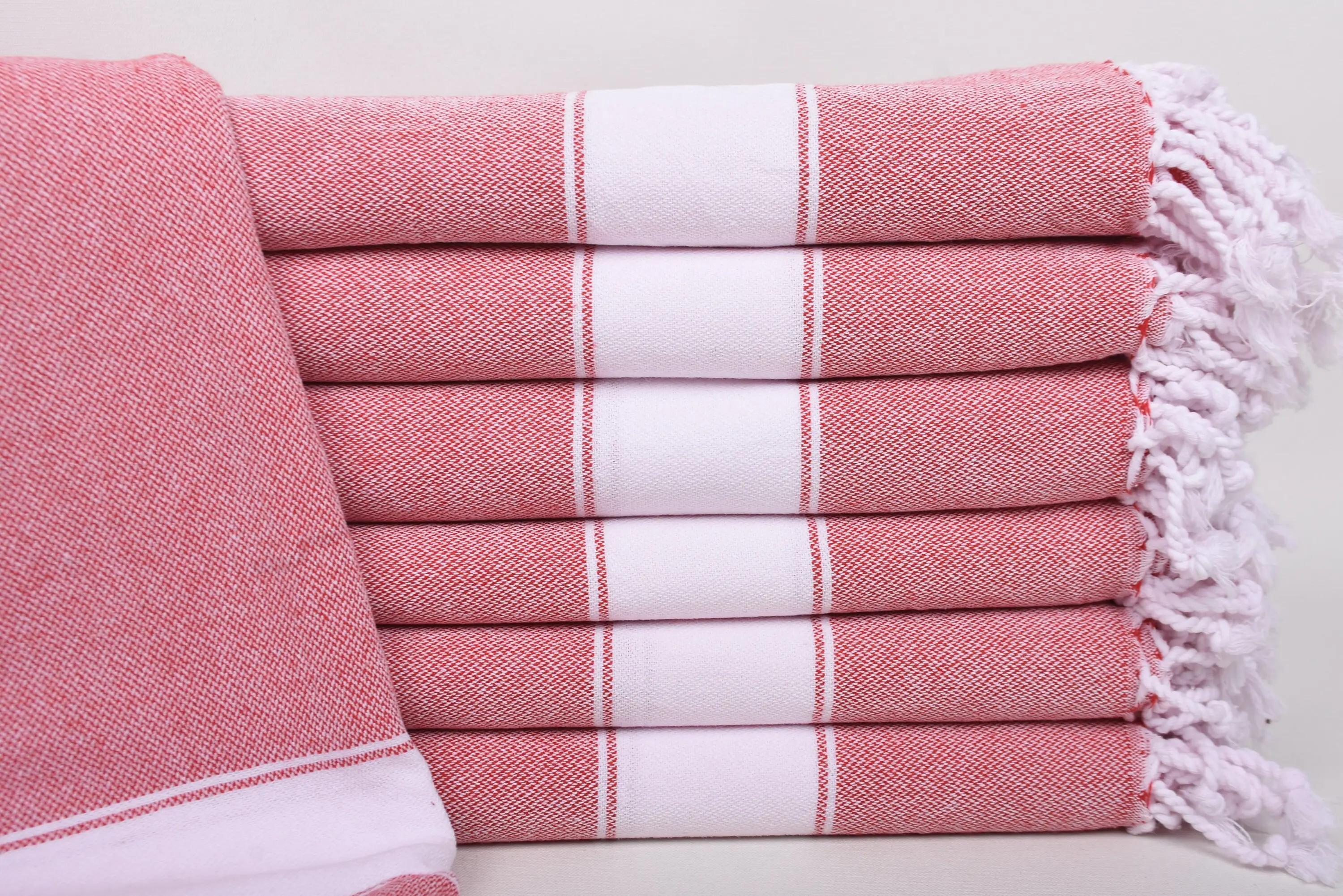 Handmade Personalized Red Cotton Towel, 36x71 Inches - 1
