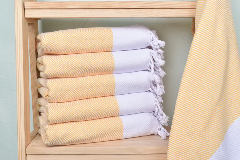 Personalized Beach Towel Mustard Cotton, 40x71 Inches