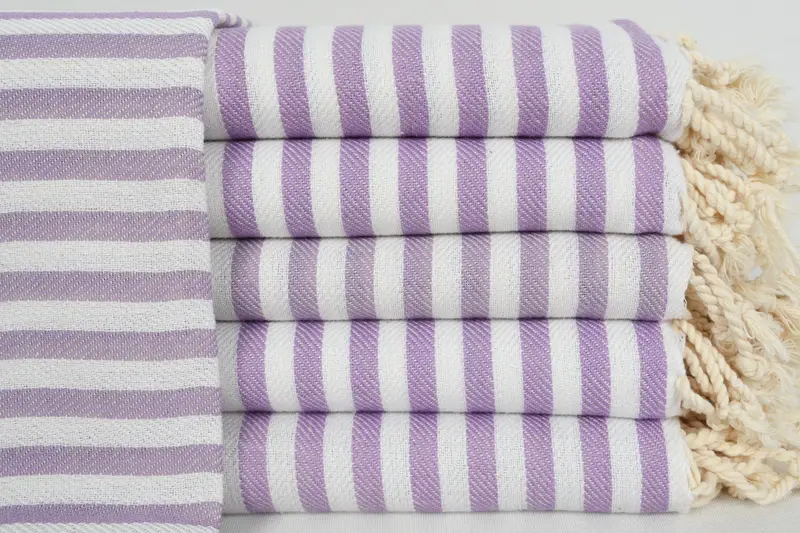 Peshtemal 36x70 バスタオル、オーガニックコットン、パープル、ベージュ - 1