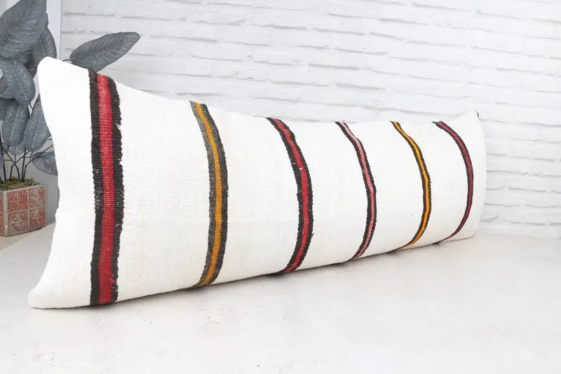 Pillow for Couch, Pillow Cover, Home Decor Pillow, Kilim Cushion Sham, 16x48 White Pillow, Ethnic Pillow, Traditional Pillow Cover - 4