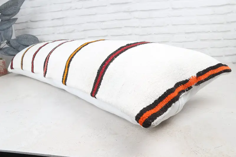 Pillow for Couch, Pillow Cover, Home Decor Pillow, Kilim Cushion Sham, 16x48 White Pillow, Ethnic Pillow, Traditional Pillow Cover - 7