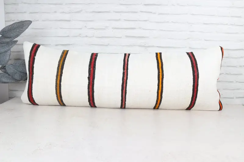 Pillow for Couch, Pillow Cover, Home Decor Pillow, Kilim Cushion Sham, 16x48 White Pillow, Ethnic Pillow, Traditional Pillow Cover - 1