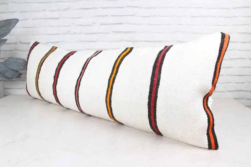 Pillow for Couch, Pillow Cover, Home Decor Pillow, Kilim Cushion Sham, 16x48 White Pillow, Ethnic Pillow, Traditional Pillow Cover - 5
