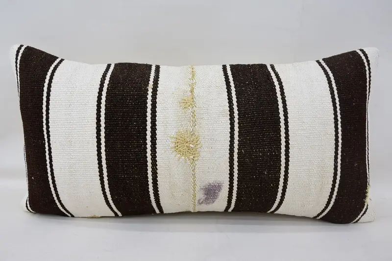 12x24 White Pillow, Seat Cushion Cover, Pillow for Couch, Bohemian Cushion Cushion, Home Decor Pillow, Pillow Sham, Handmade Kilim Cushion - 1