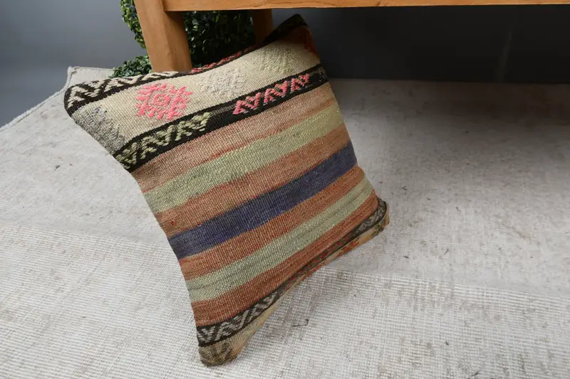 Pillow for Sofa, Interior Designer Pillow, Muted Pillow Cover, Traditional Pillow Sham, Boho Pillow, Pillow Cover, 16x16 Beige Cushion Cover - 7
