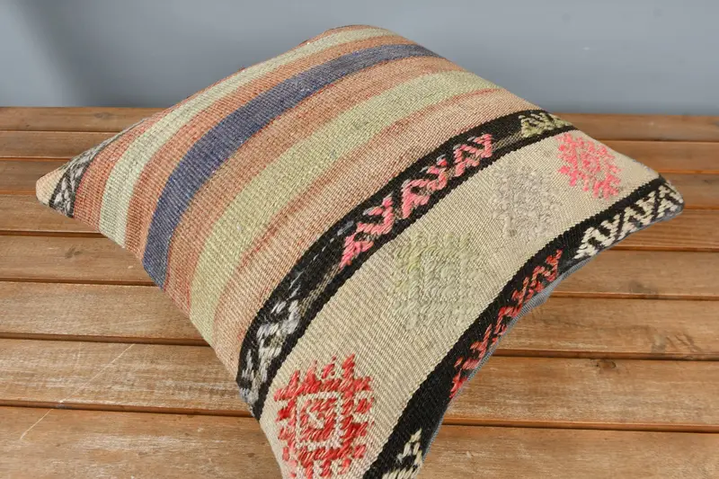 Pillow for Sofa, Interior Designer Pillow, Muted Pillow Cover, Traditional Pillow Sham, Boho Pillow, Pillow Cover, 16x16 Beige Cushion Cover - 2