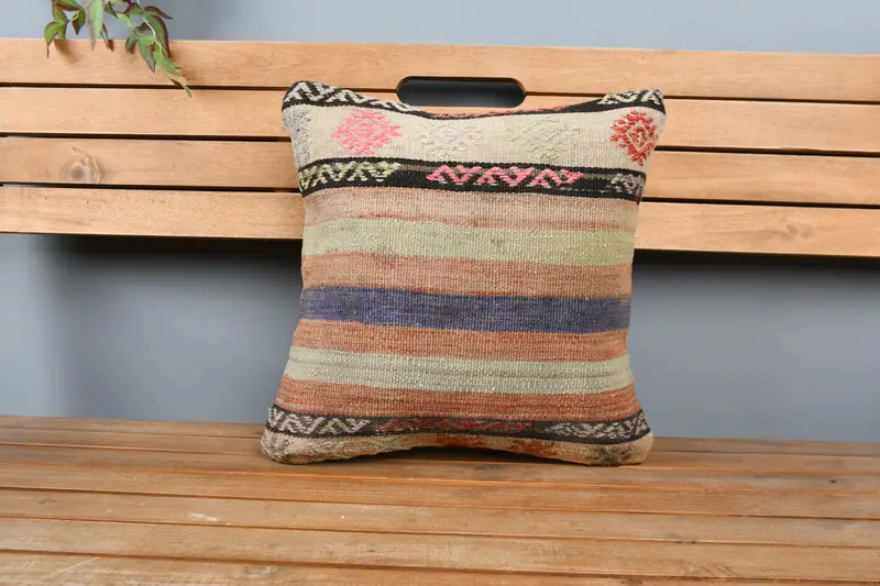 Pillow for Sofa, Interior Designer Pillow, Muted Pillow Cover, Traditional Pillow Sham, Boho Pillow, Pillow Cover, 16x16 Beige Cushion Cover - 6
