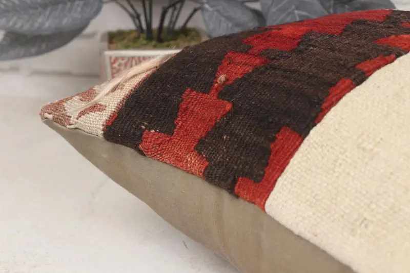 Turkish Kilim Pillow, Interior Designer Pillow, 16x16 Red Pillow Cover, Pillow Case, Morroccon Kilim Cushion Cushion, Ethnical Kilim Rug Pillow - 7